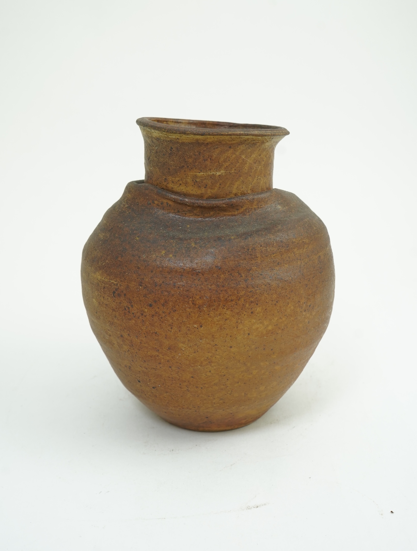 Martin Brothers: A stoneware 'marred' vase with collapsed neck
